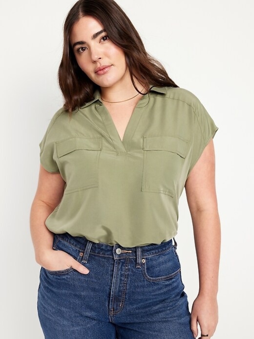 Old Navy Sage Dolman-Sleeve Utility Blouse